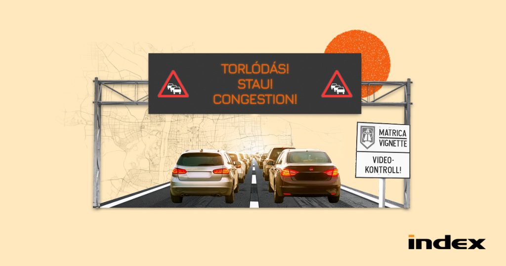 Kamion és két személyautó ütközött az M1-es autópályán, 7 kilométeres a torlódás