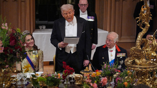 Károly király nem bízott semmit a véletlenre: 50 méteres asztalon látta vendégül Donald Trumpot