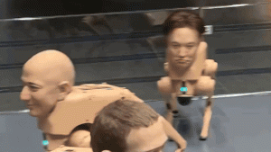 A Musk-, Bezos- és Zuckerberg-fejű robotkutyák NFT-ket kakilnak